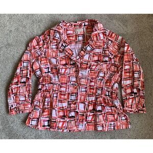 Laura Ashley‎ Women's Red Geometric Button Blazer 3X NWOT
